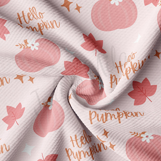 Fall Halloween Hello Pumpkin Bullet Textured Fabric by the yard AA1590