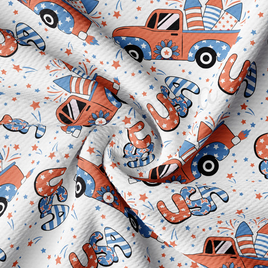 4th of July Patriotic Bullet Textured Fabric by the yard AA1614