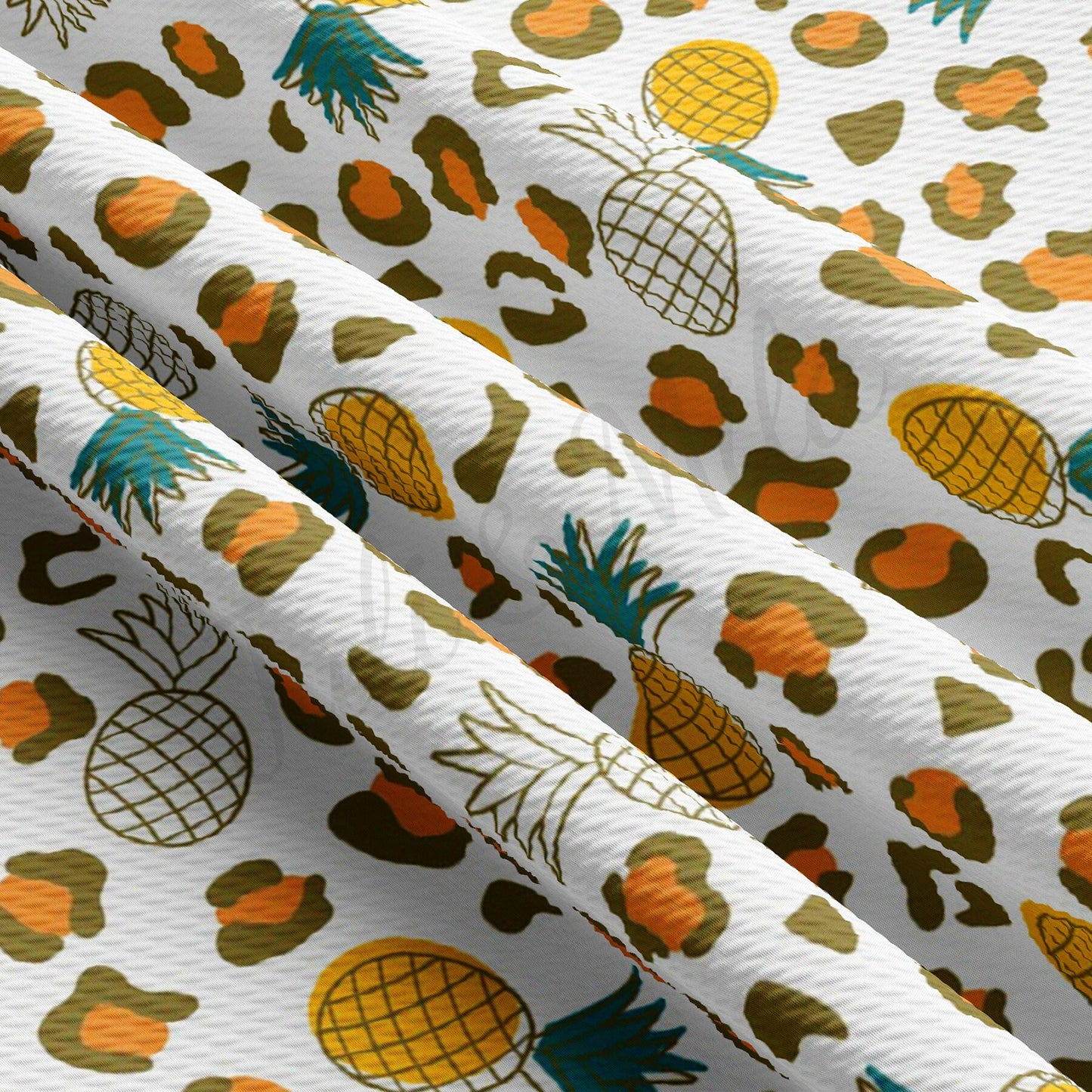 Pineapple Cheetah Leopard Summer Bullet Textured Fabric by the yard AA1615