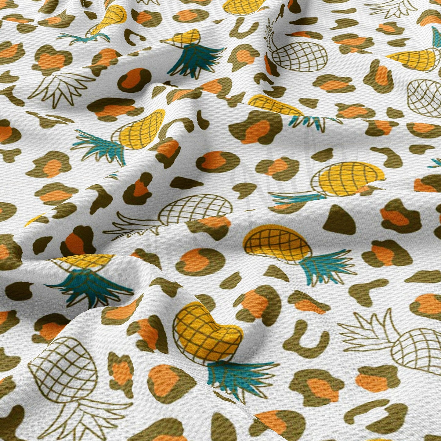 Pineapple Cheetah Leopard Summer Bullet Textured Fabric by the yard AA1615