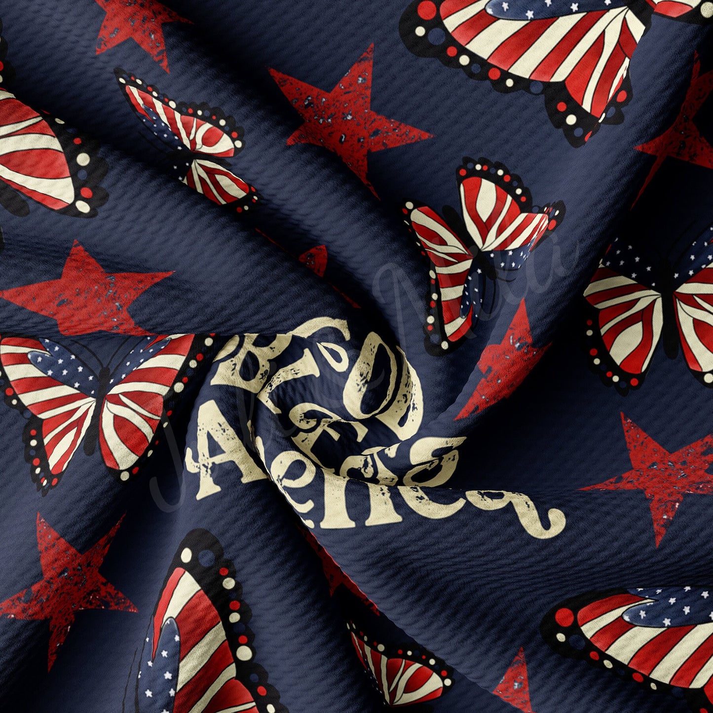 God Bless America 4th of July Bullet Textured Fabric AA1501