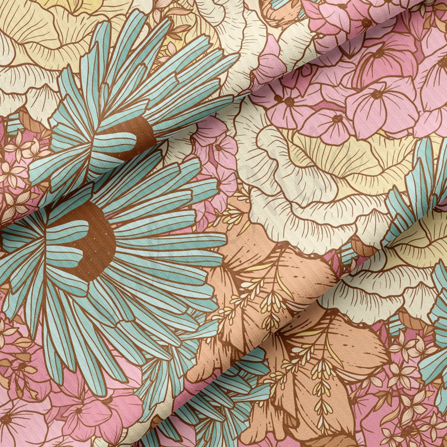 Floral Rib Knit Fabric RBK1578