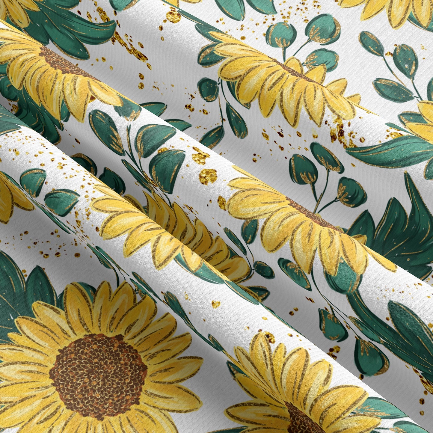 Sunflowers Rib Knit Fabric RBK1588