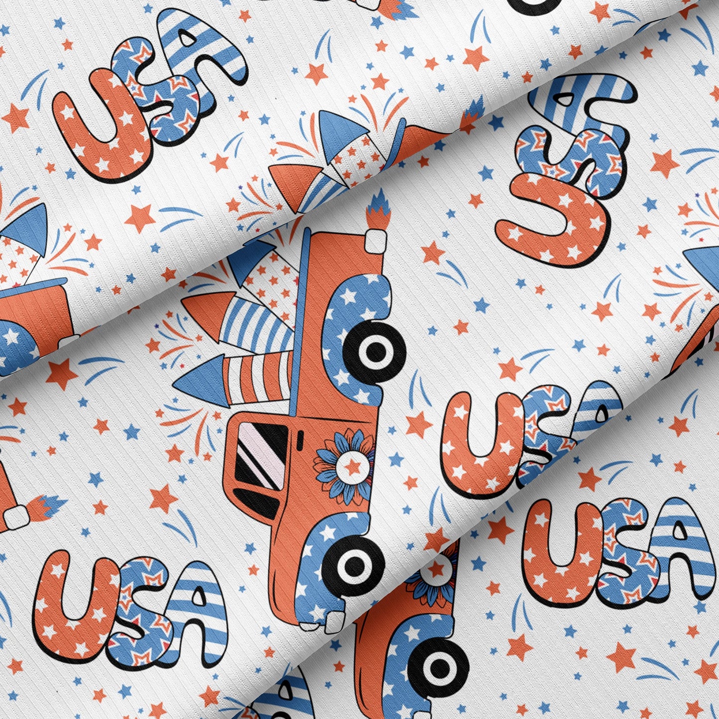 Rib Knit Fabric RBK1614 4th of July Patriotic
