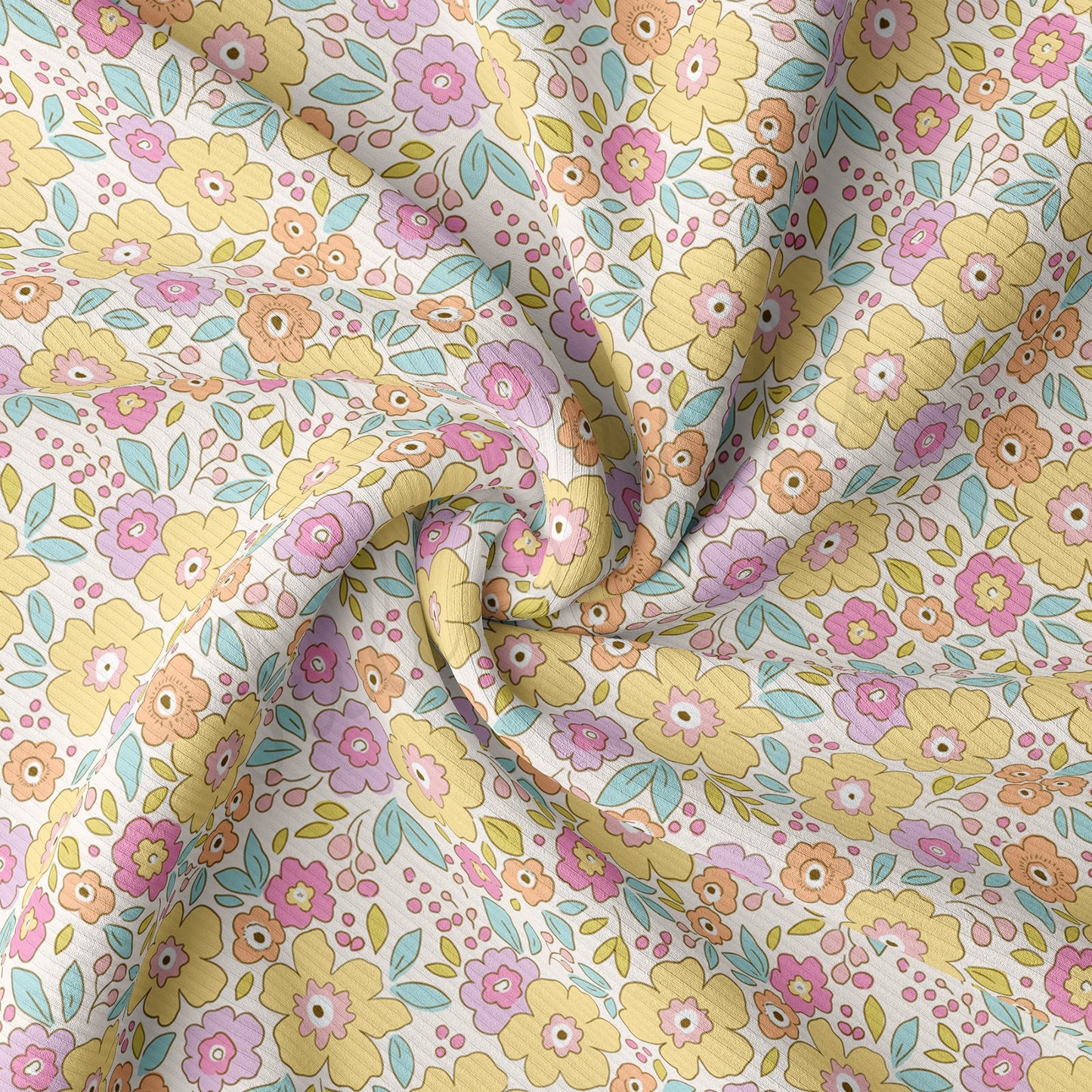 Rib Knit Fabric RBK1645 Floral