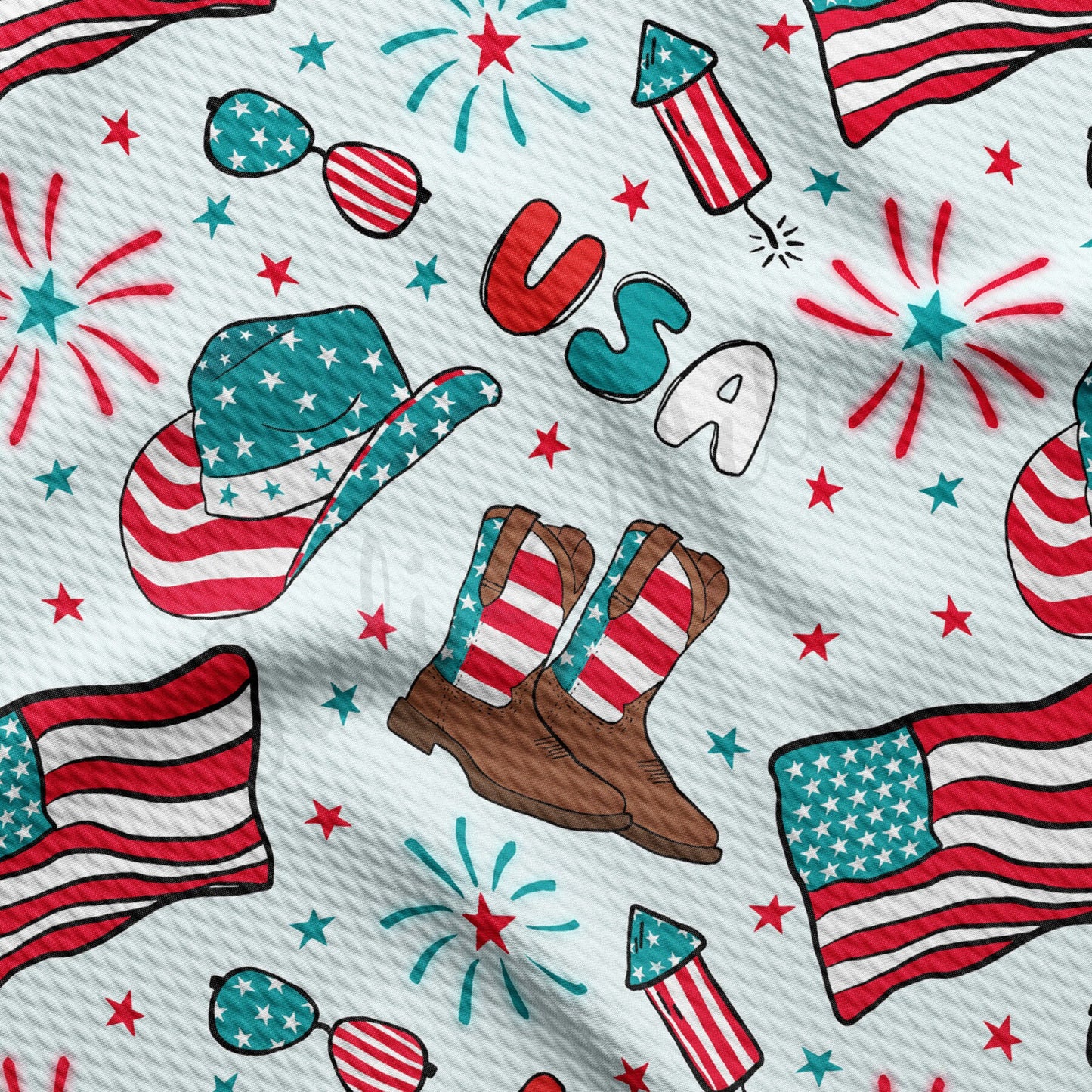 Patriotic 4th of July Bullet Textured Fabric AA1650