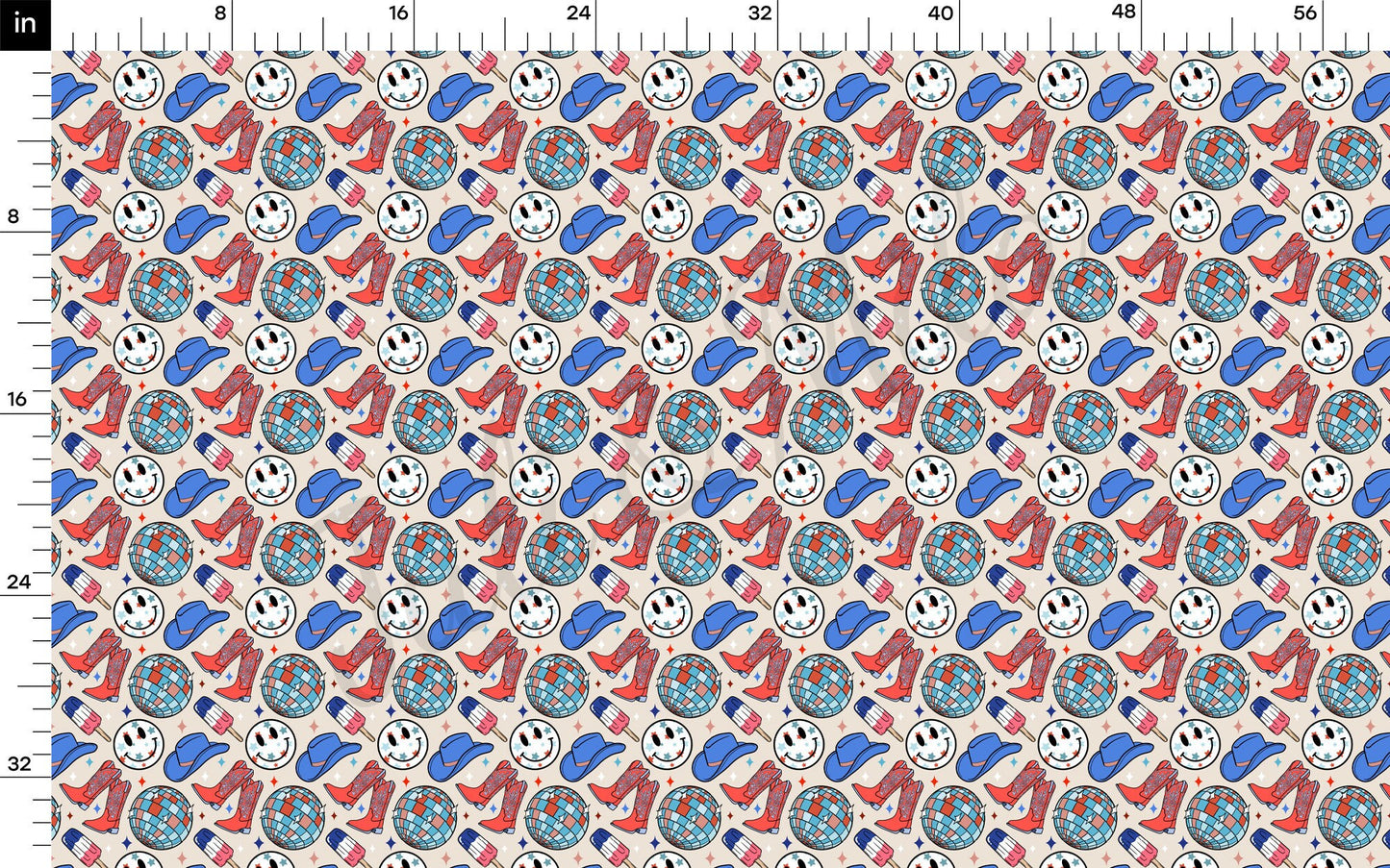 4th of July Patriotic Bullet Textured Fabric AA1671