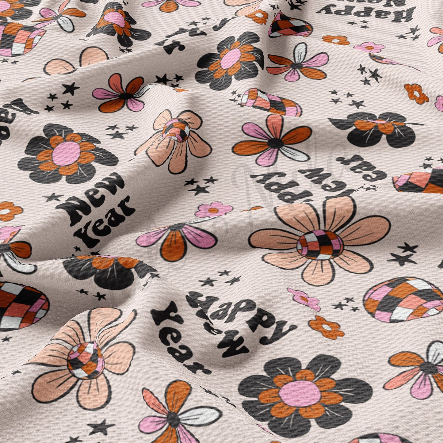 Happy New Year  Bullet Textured Fabric  AA1685