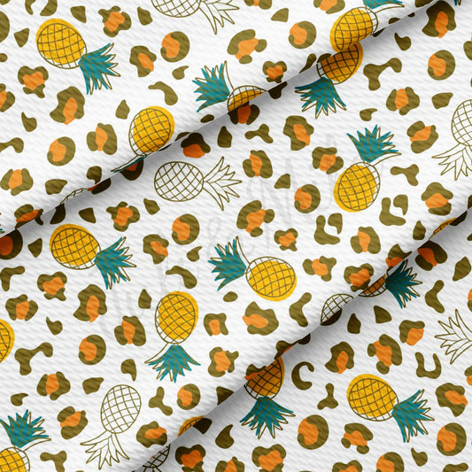 Pineapple Cheetah Leopard Summer Bullet Textured Fabric by the yard AA1615