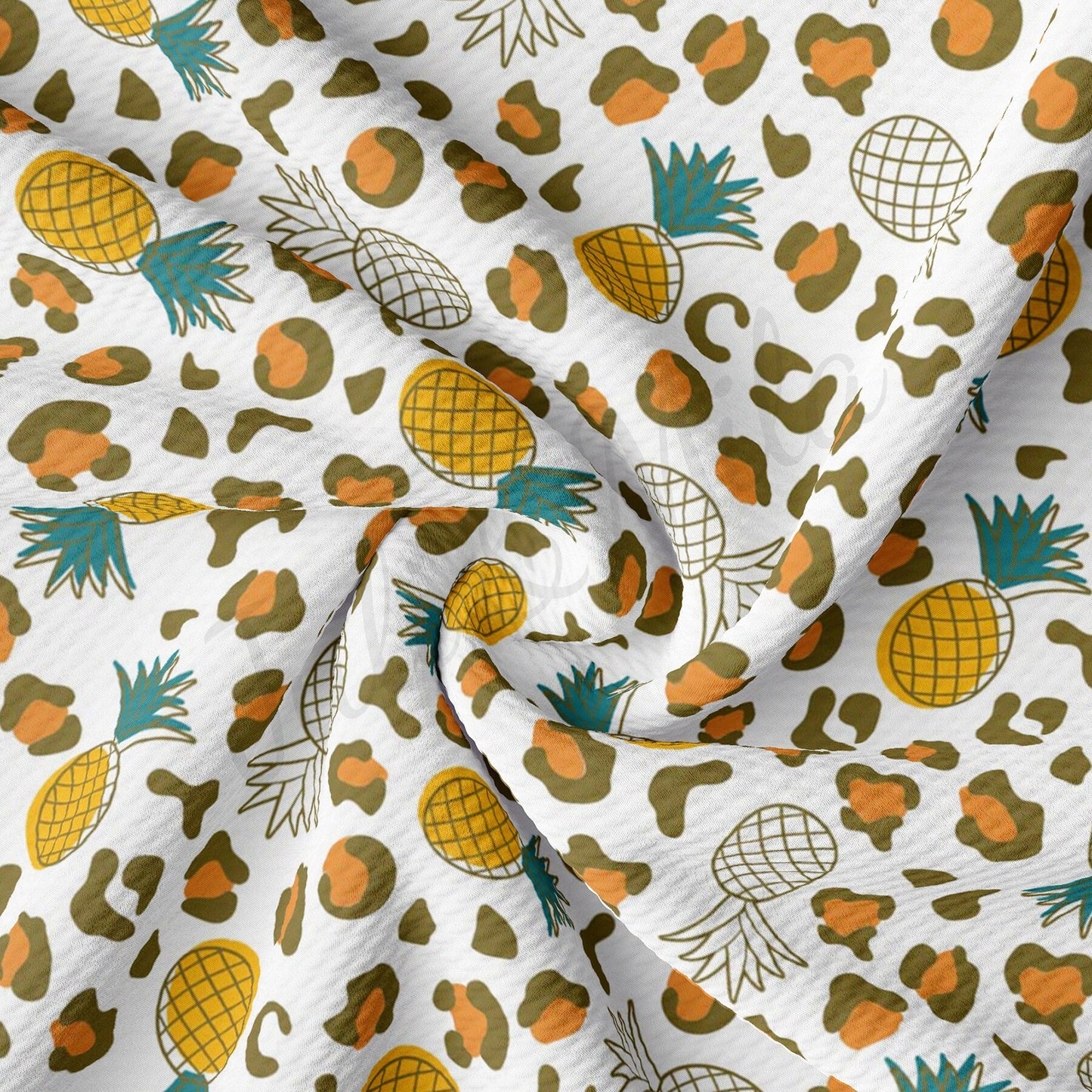 Pineapple Cheetah Leopard Summer Bullet Textured Fabric by the yard AA1615