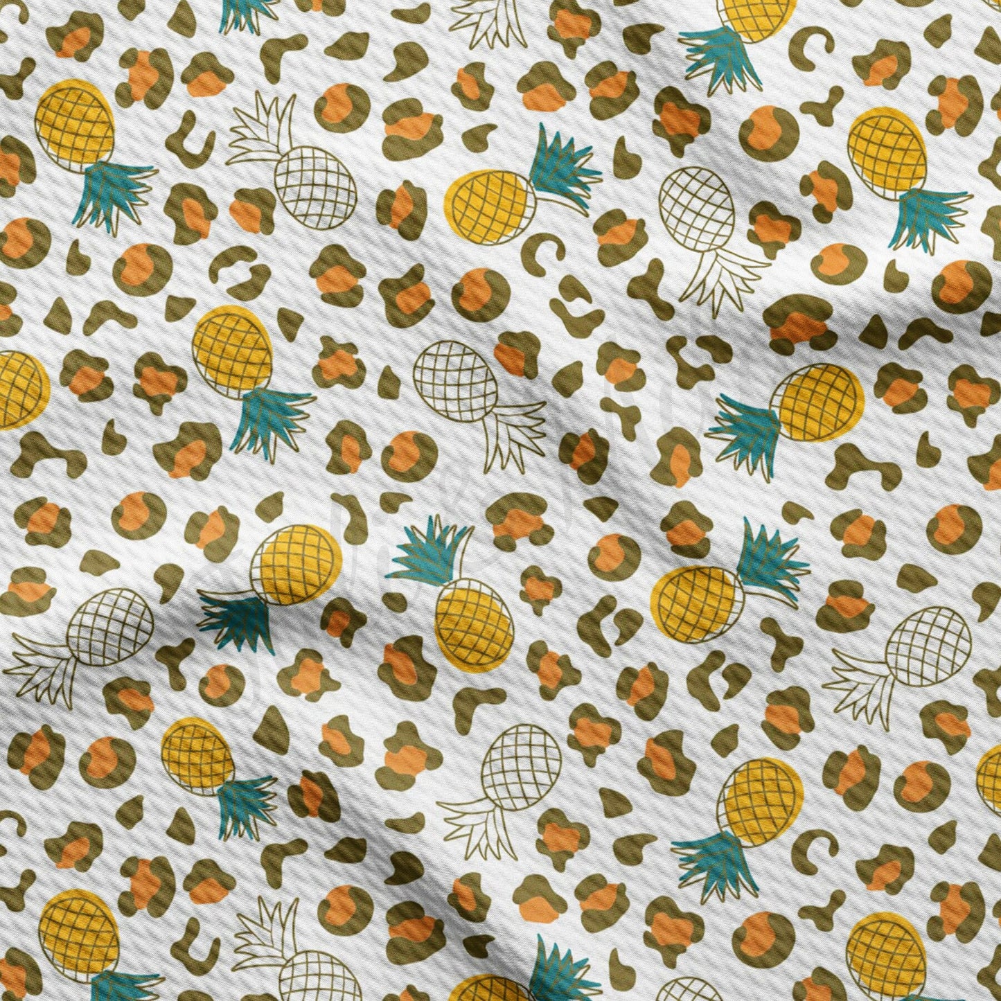 Pineapple Cheetah Leopard Summer Bullet Textured Fabric by the yard AA1615