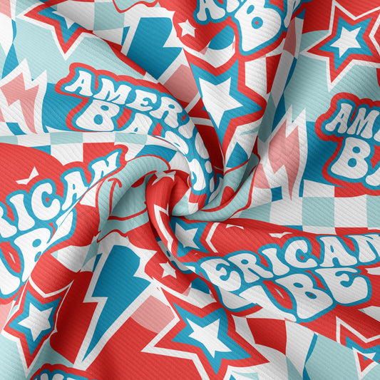 4th of July Patriotic Rib Knit Fabric RBK1544