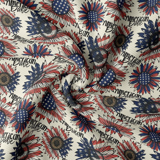 4th of July Patriotic Rib Knit Fabric RBK1545