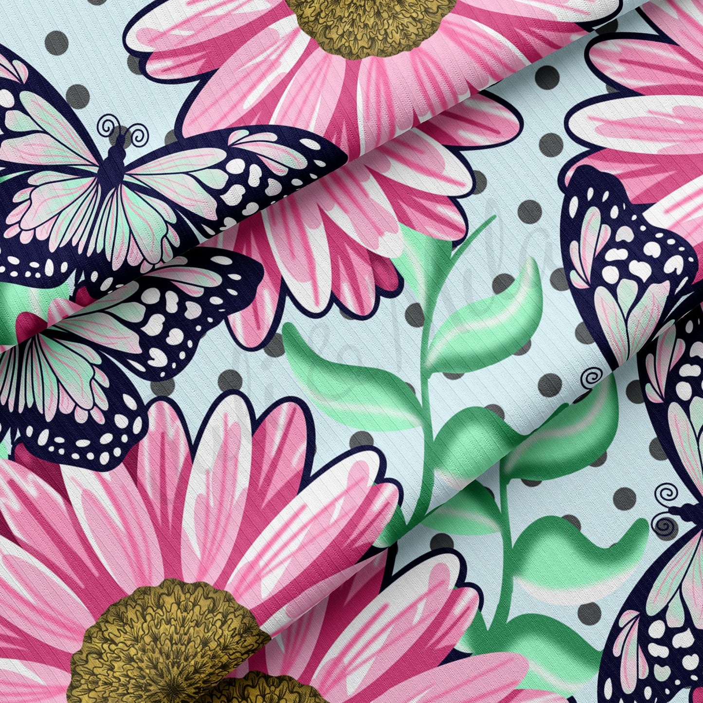 Floral Rib Knit Fabric RBK1567