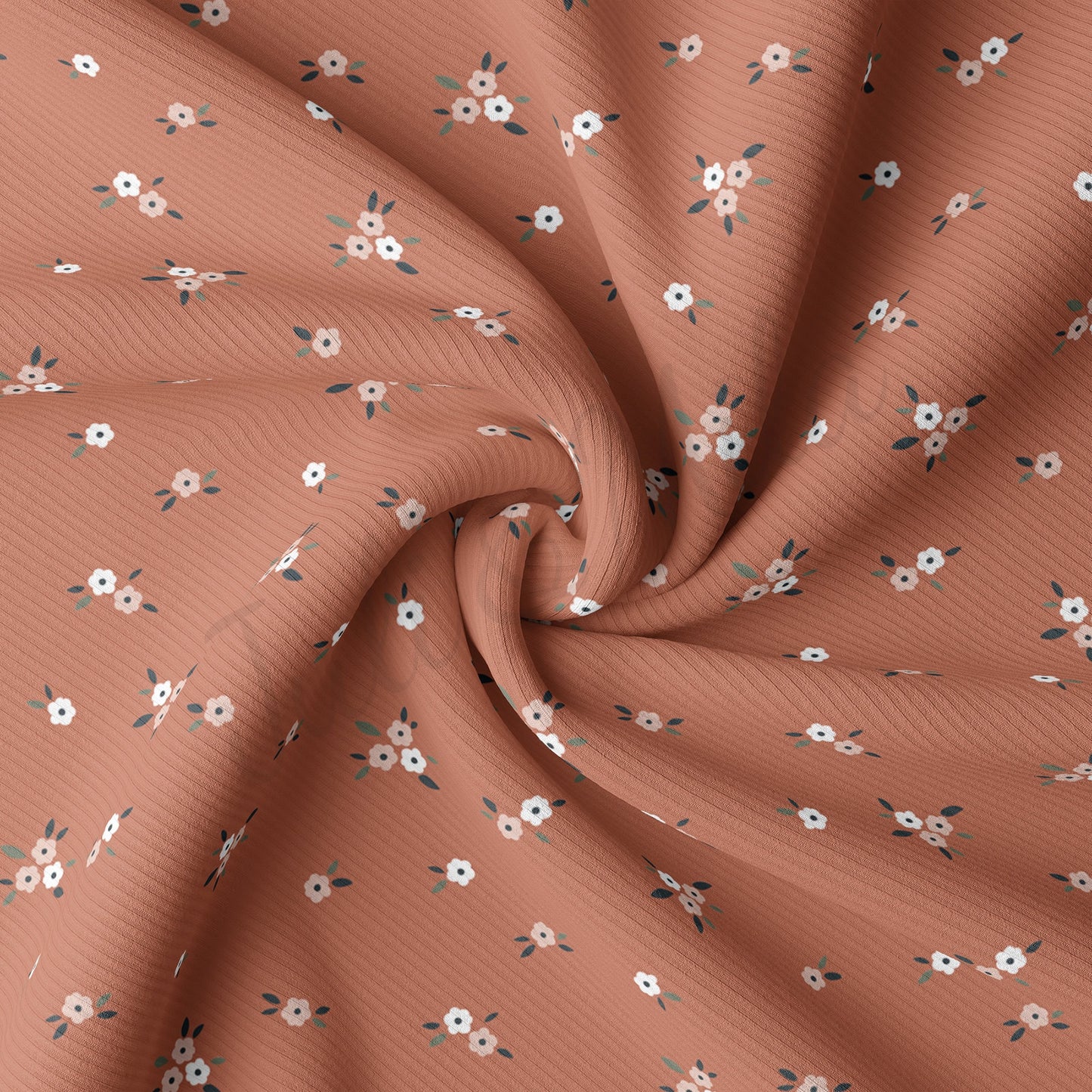Floral Rib Knit Fabric RBK1580