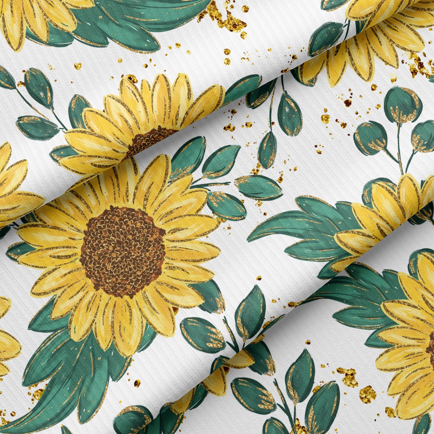 Sunflowers Rib Knit Fabric RBK1588