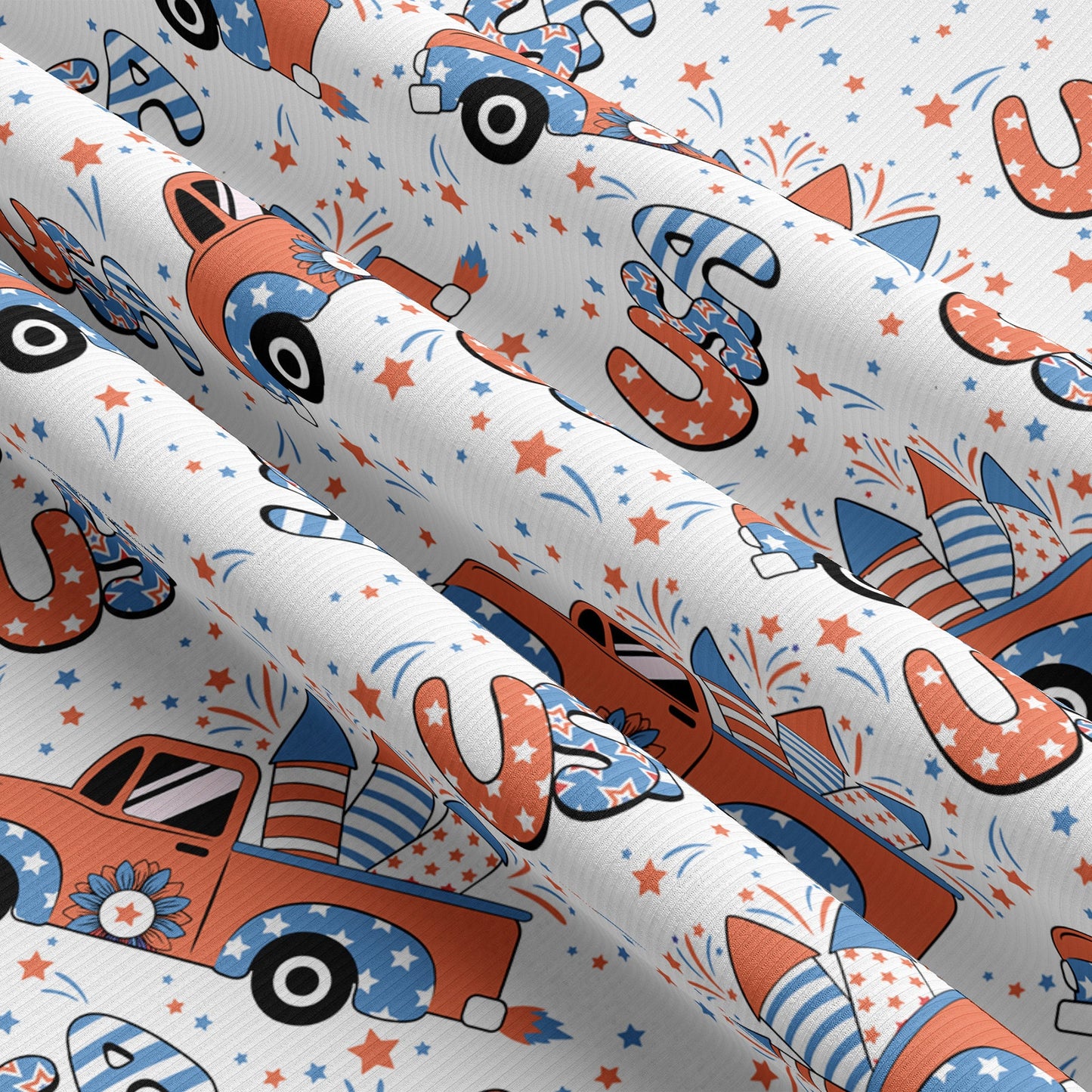 Rib Knit Fabric RBK1614 4th of July Patriotic