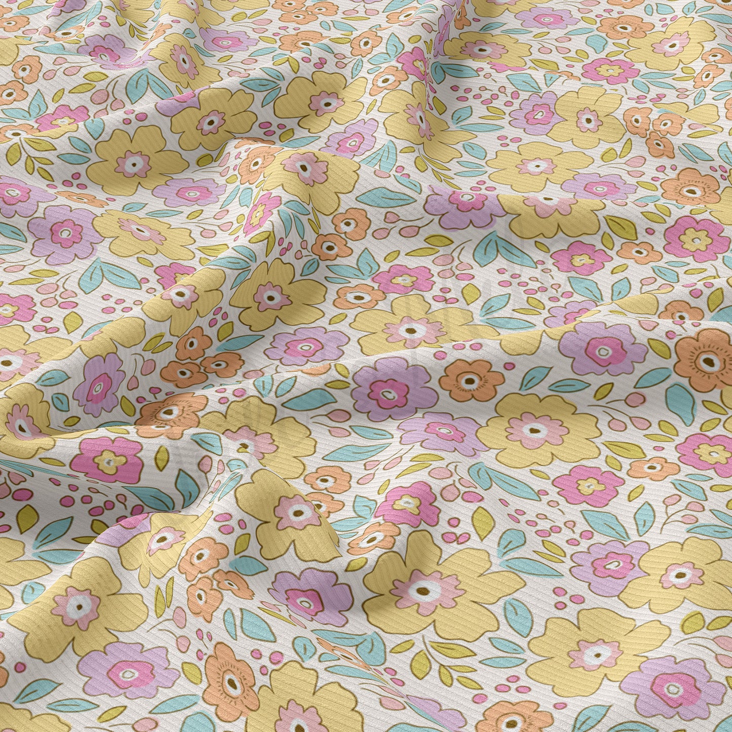 Rib Knit Fabric RBK1645 Floral