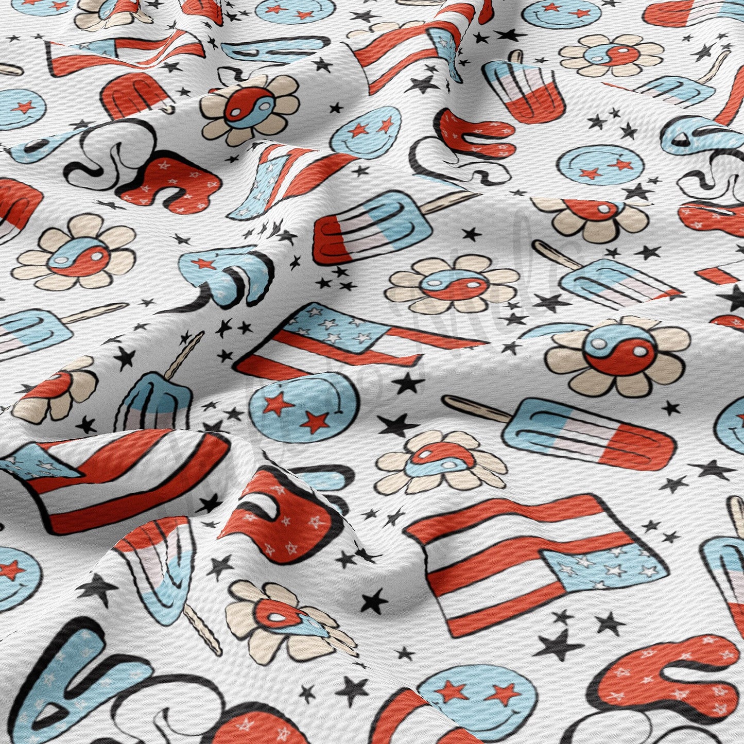 Patriotic 4th of July Bullet Textured Fabric AA1651