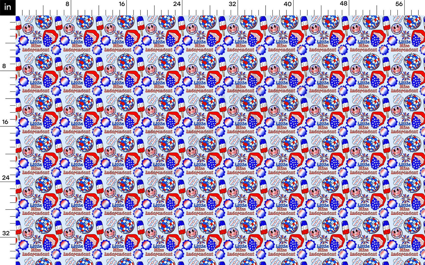 Little Miss Independent Patriotic 4th of July Bullet Textured Fabric AA1680