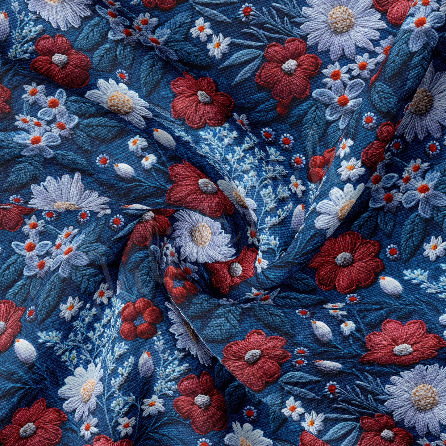 Embroidery 4th of July Patriotic Bullet Textured Fabric AA1694