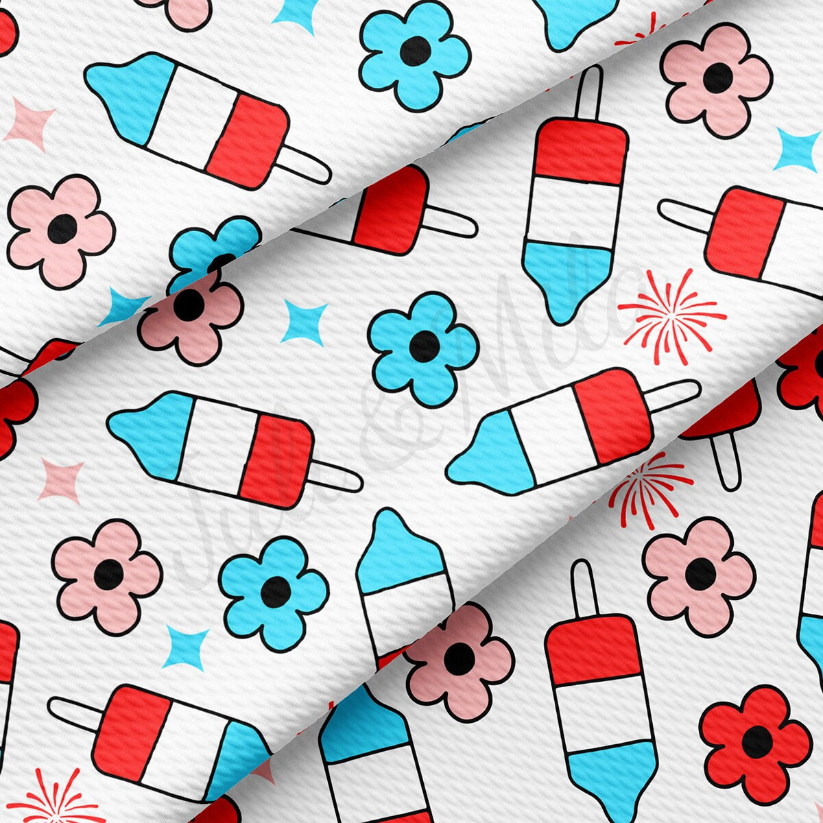 4th of July Patriotic Bullet Textured Fabric AA1802