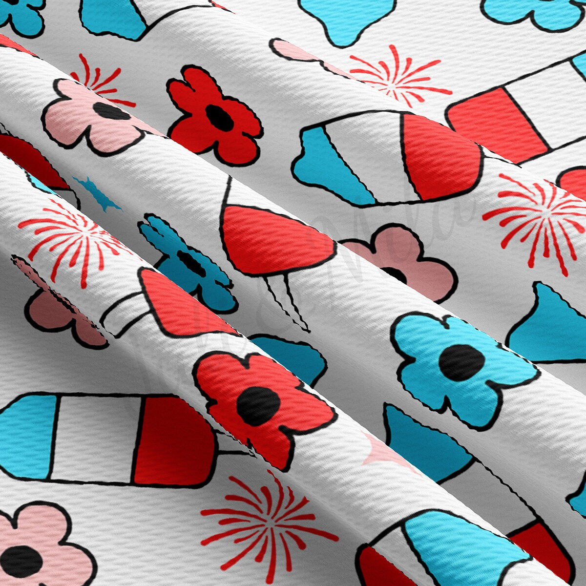 4th of July Patriotic Bullet Textured Fabric AA1802