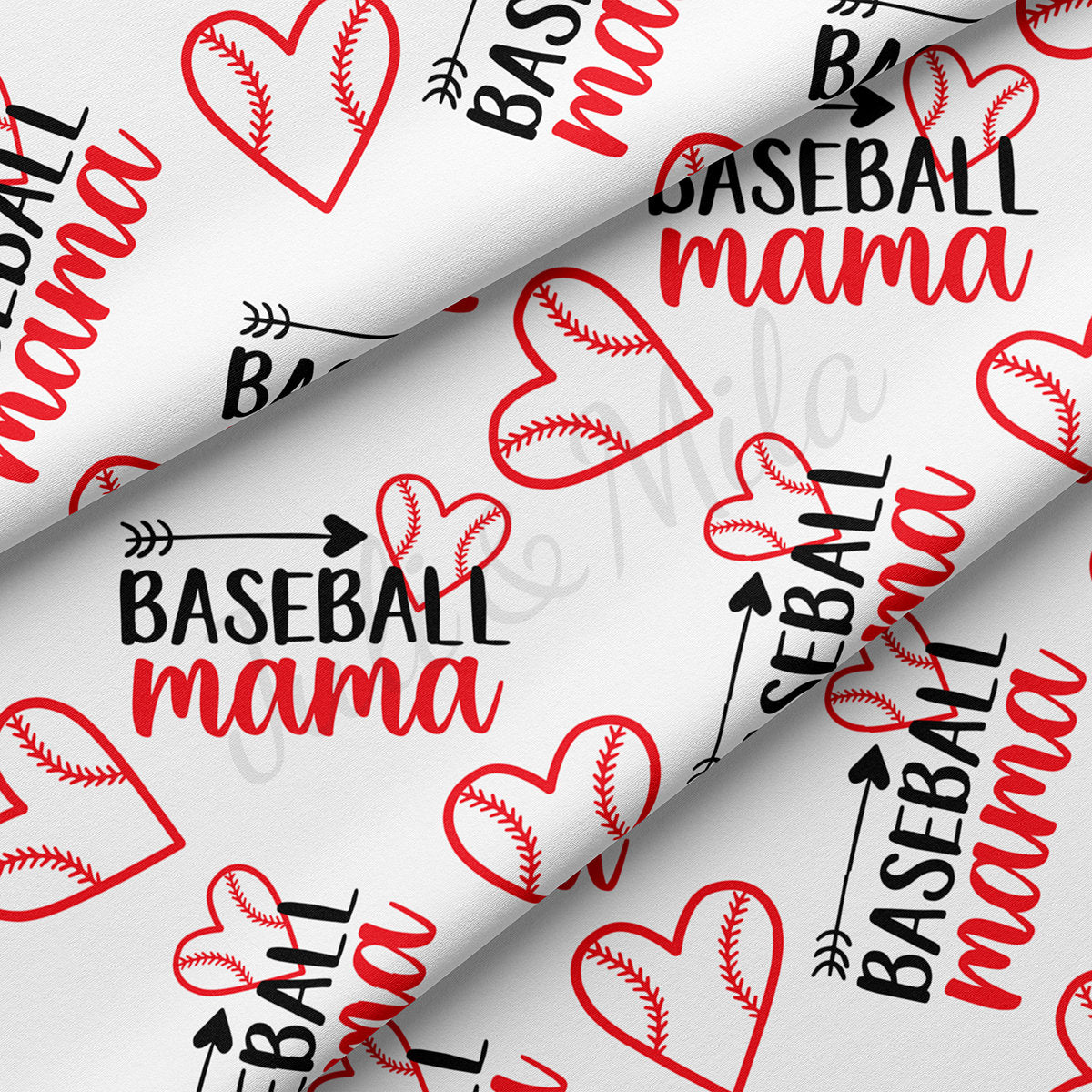 Baseball Mama Double Brushed Polyester Fabric DBP1779