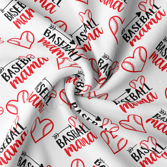 Baseball Mama Double Brushed Polyester Fabric DBP1779