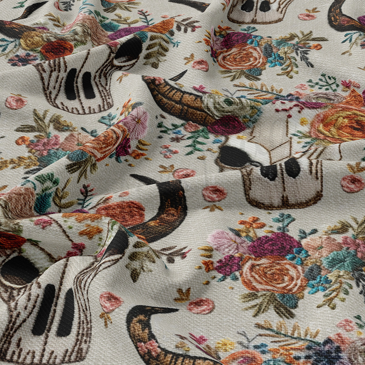 Floral Embroidery Rib Knit Fabric RBK1790