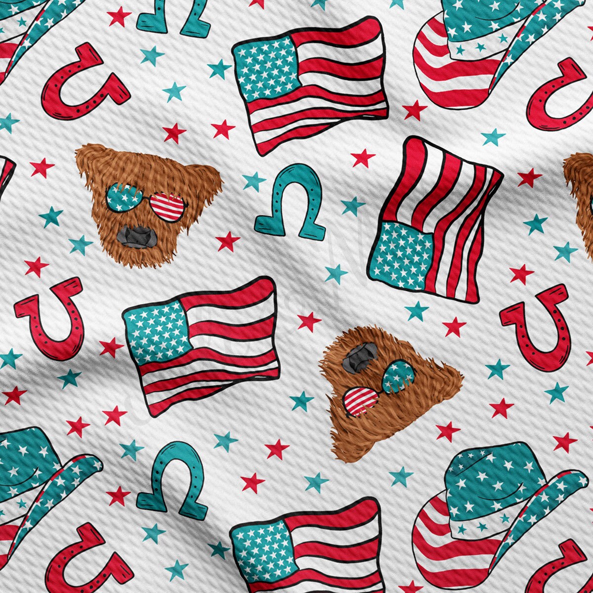 4th of July Patriotic Bullet Textured Fabric AA1808