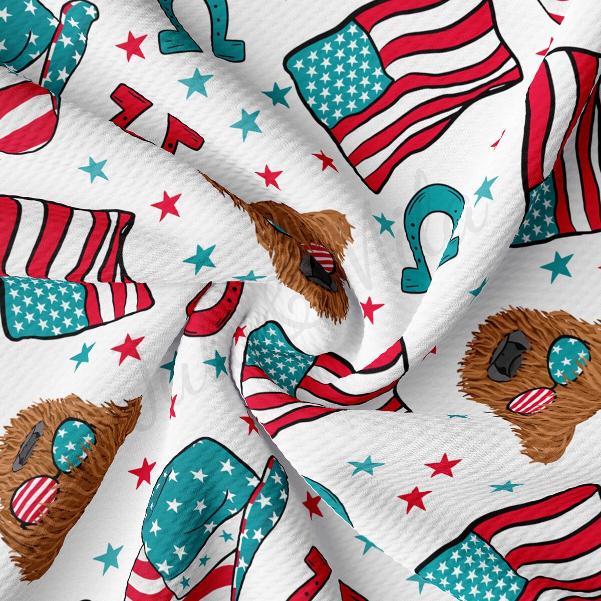 4th of July Patriotic Bullet Textured Fabric AA1808