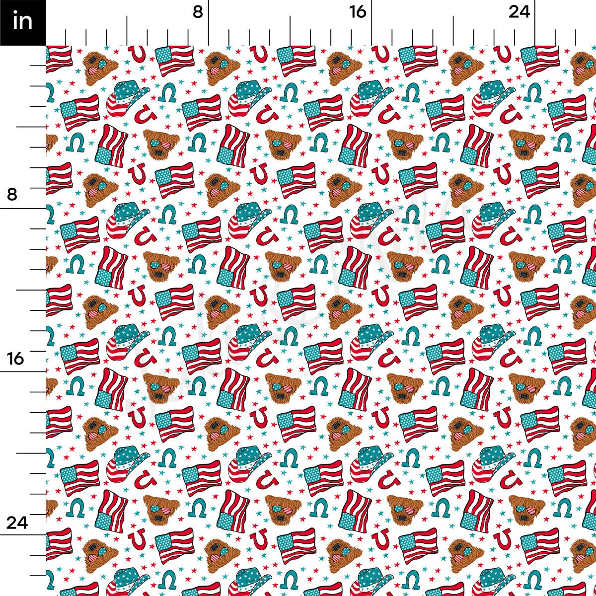 4th of July Patriotic Bullet Textured Fabric AA1808