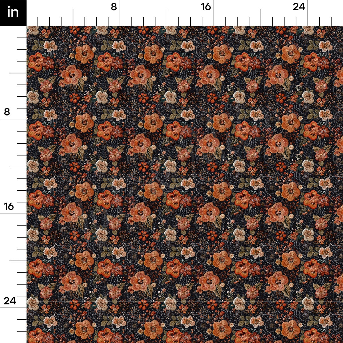 Embroidery Autumn Fall Halloween Rib Knit Fabric AA1817