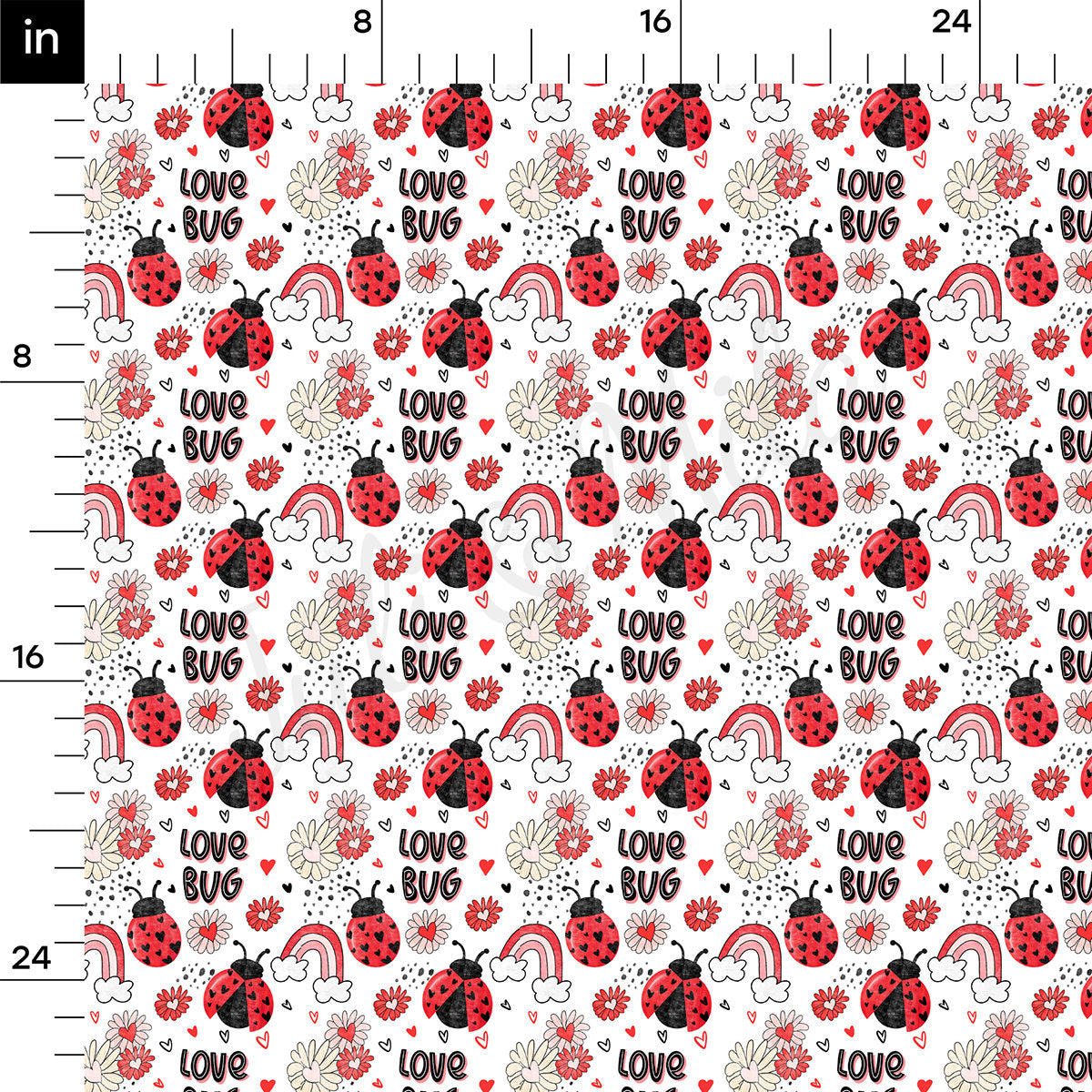 Love Bug Rib Knit Fabric RBK1833