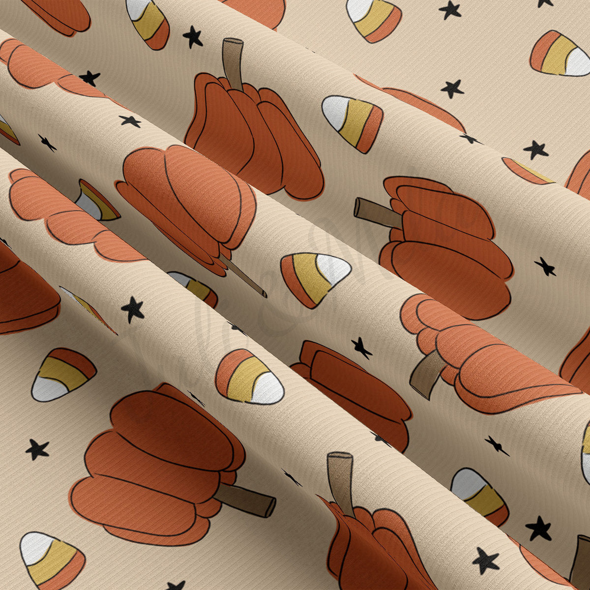 Autumn Fall Halloween Rib Knit Fabric RBK1837