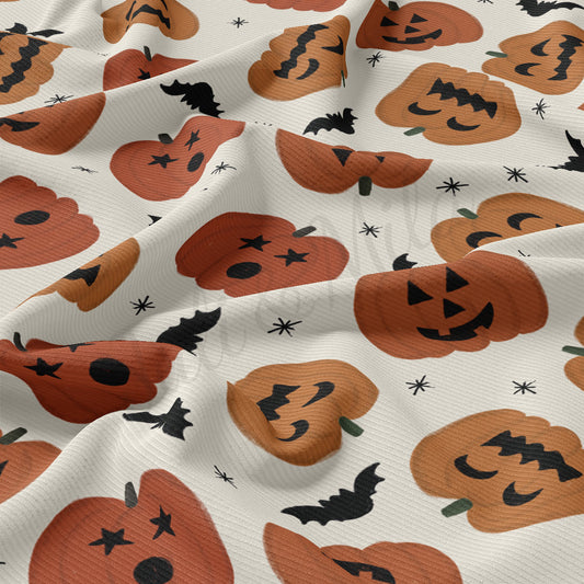 Autumn Fall Halloween Rib Knit Fabric RBK1838
