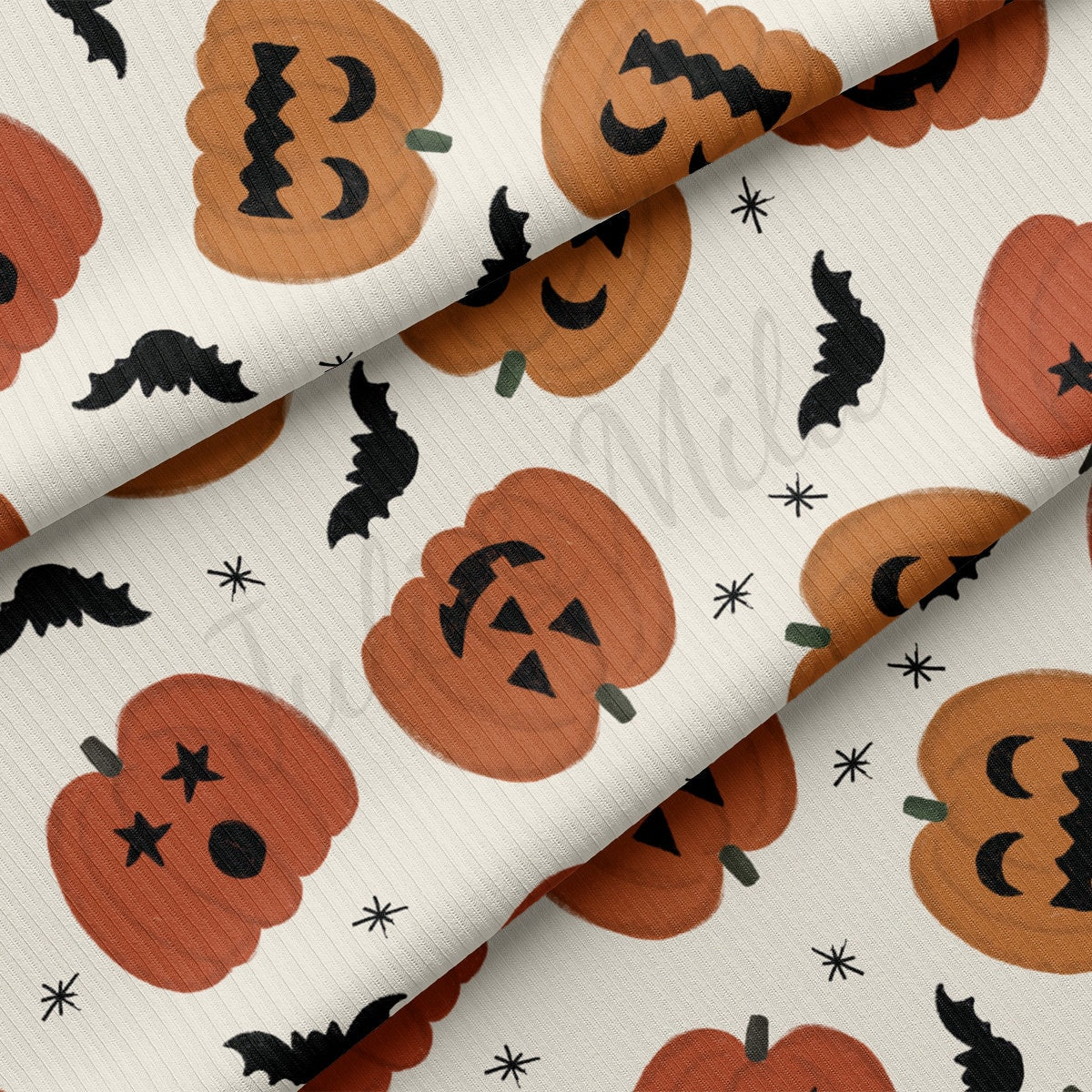 Autumn Fall Halloween Rib Knit Fabric  RBK1838