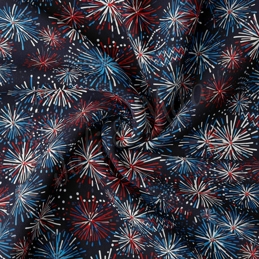 4th of July Patriotic Double Brushed Polyester Fabric DBP1793