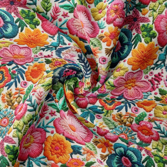 Embroidery Floral Double Brushed Polyester Fabric DBP1801