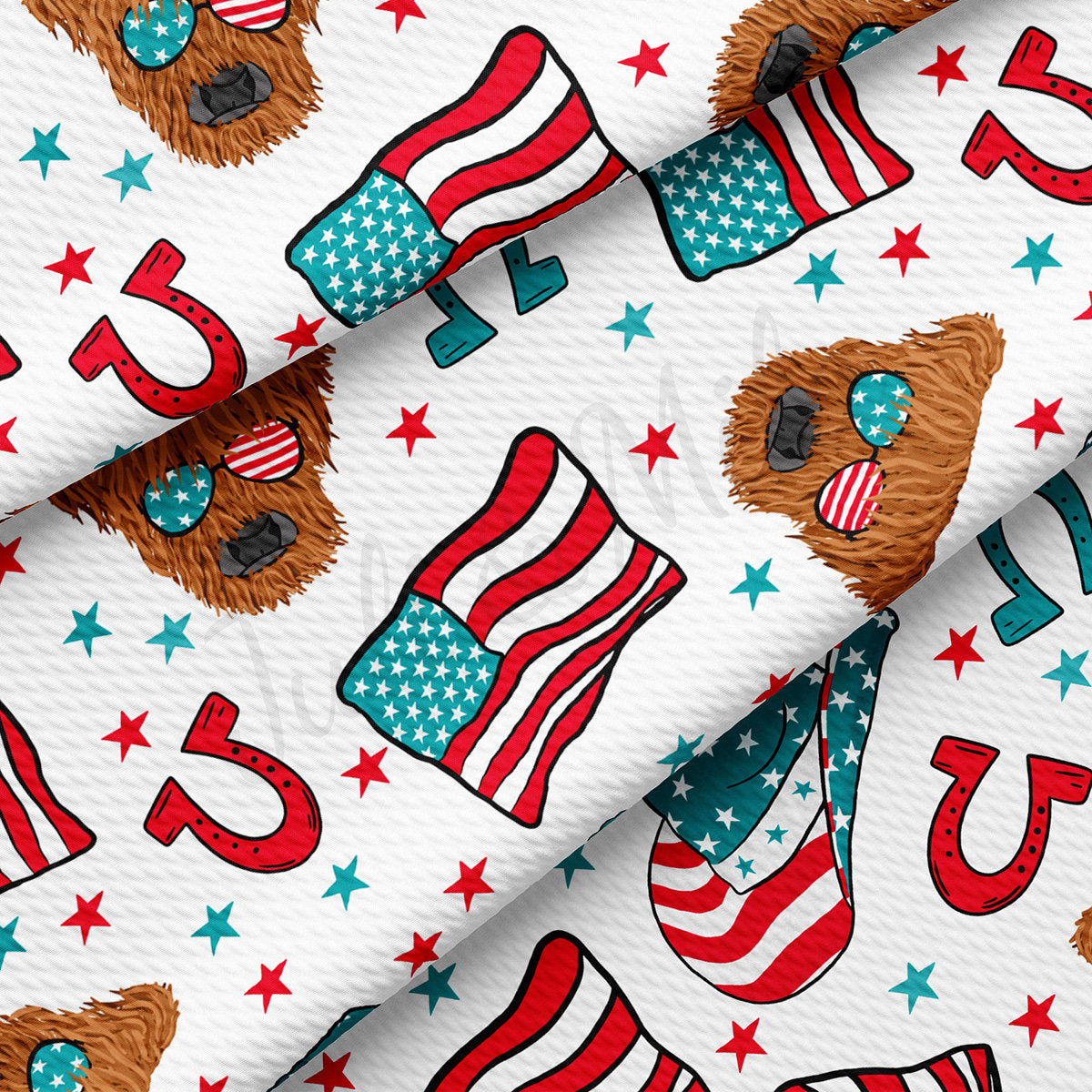 4th of July Patriotic Bullet Textured Fabric AA1808