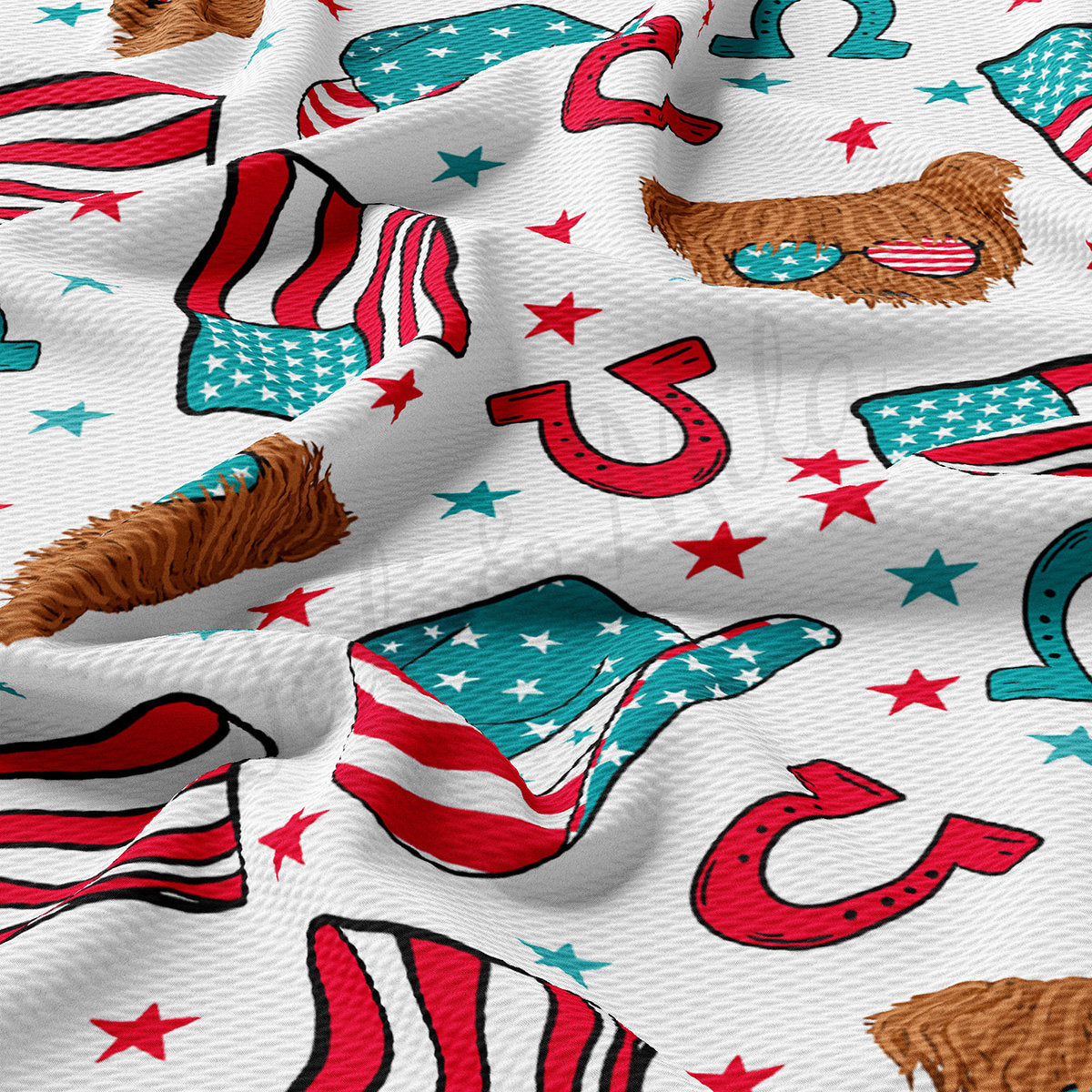 4th of July Patriotic Bullet Textured Fabric AA1808