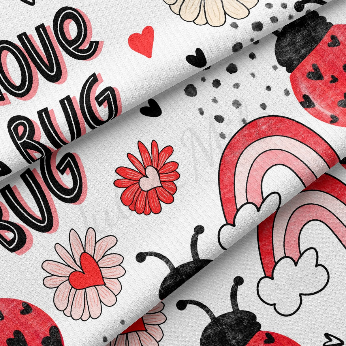 Love Bug Rib Knit Fabric RBK1833