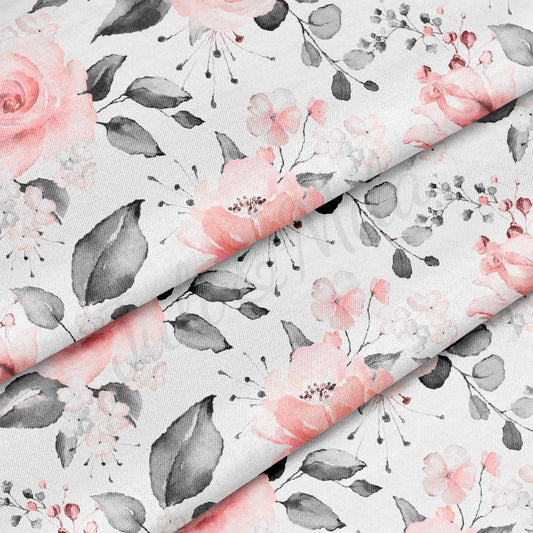 100% Cotton Fabric Pink Roses CTNFloral45