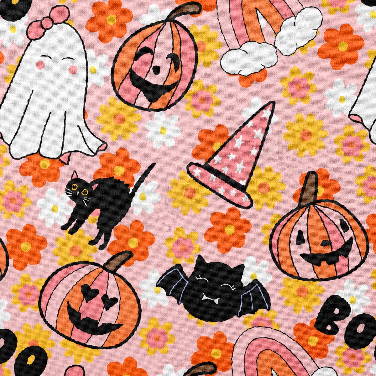 100% Cotton Fabric By the Yard Printed in USA Cotton Sateen - Cotton Halloween Fall Pumpkins СTN1865