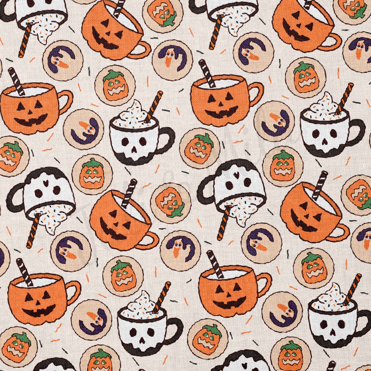 100% Cotton Fabric By the Yard Printed in USA Cotton Sateen - Cotton Halloween СTN1874