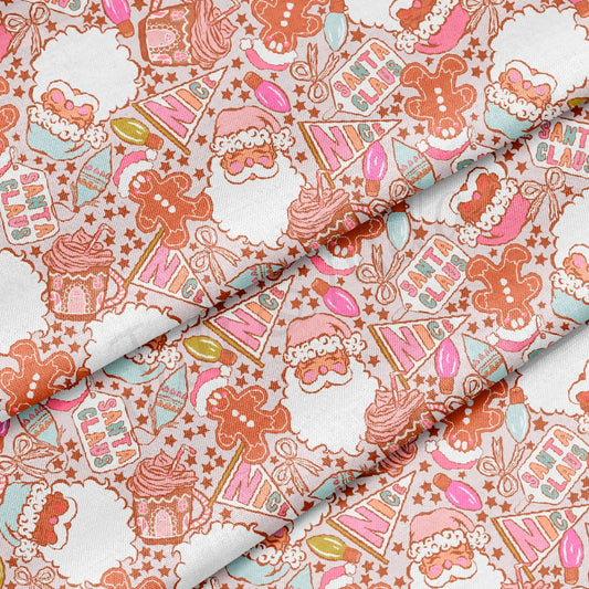 100% Cotton Fabric By the Yard Printed in USA Cotton Sateen - Cotton santas СTN1887
