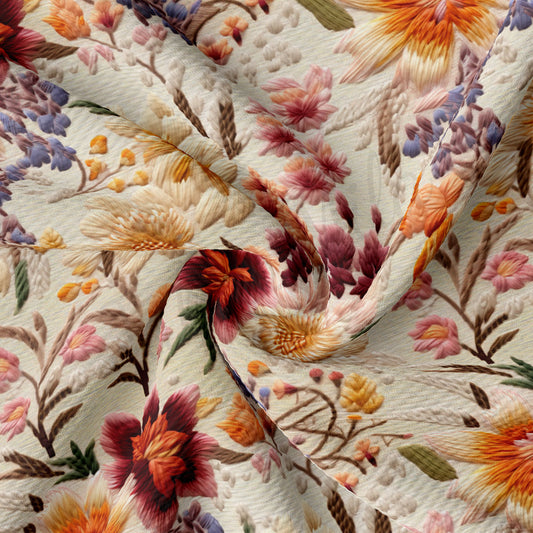 Floral Bullet Textured Fabric AA1929 flowers Embroidery