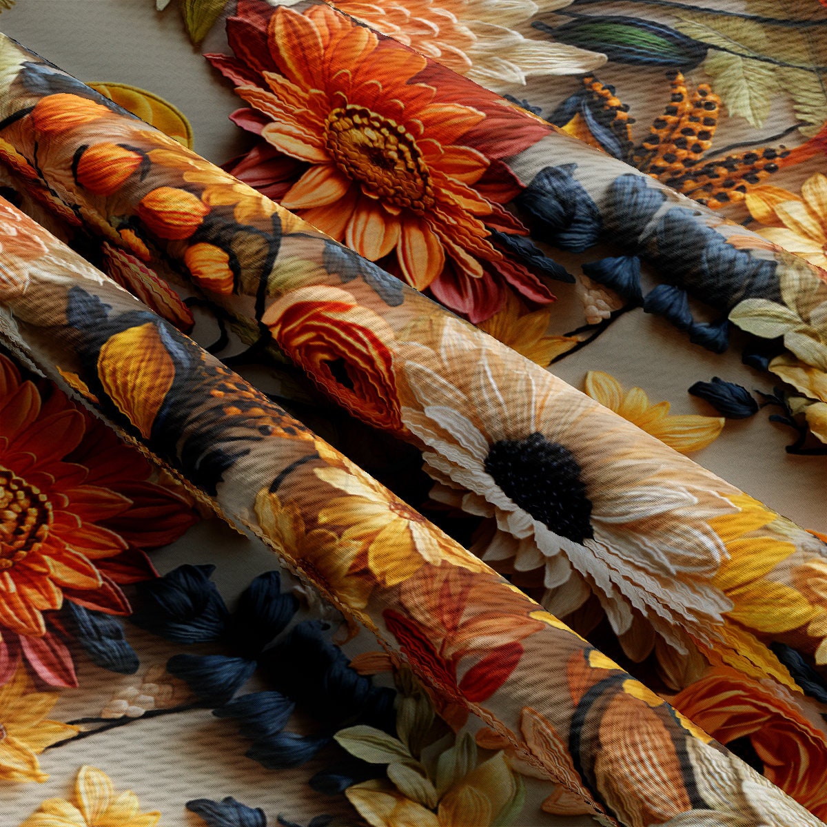 Bullet Textured Fabric AA1917 flowers Embroidery