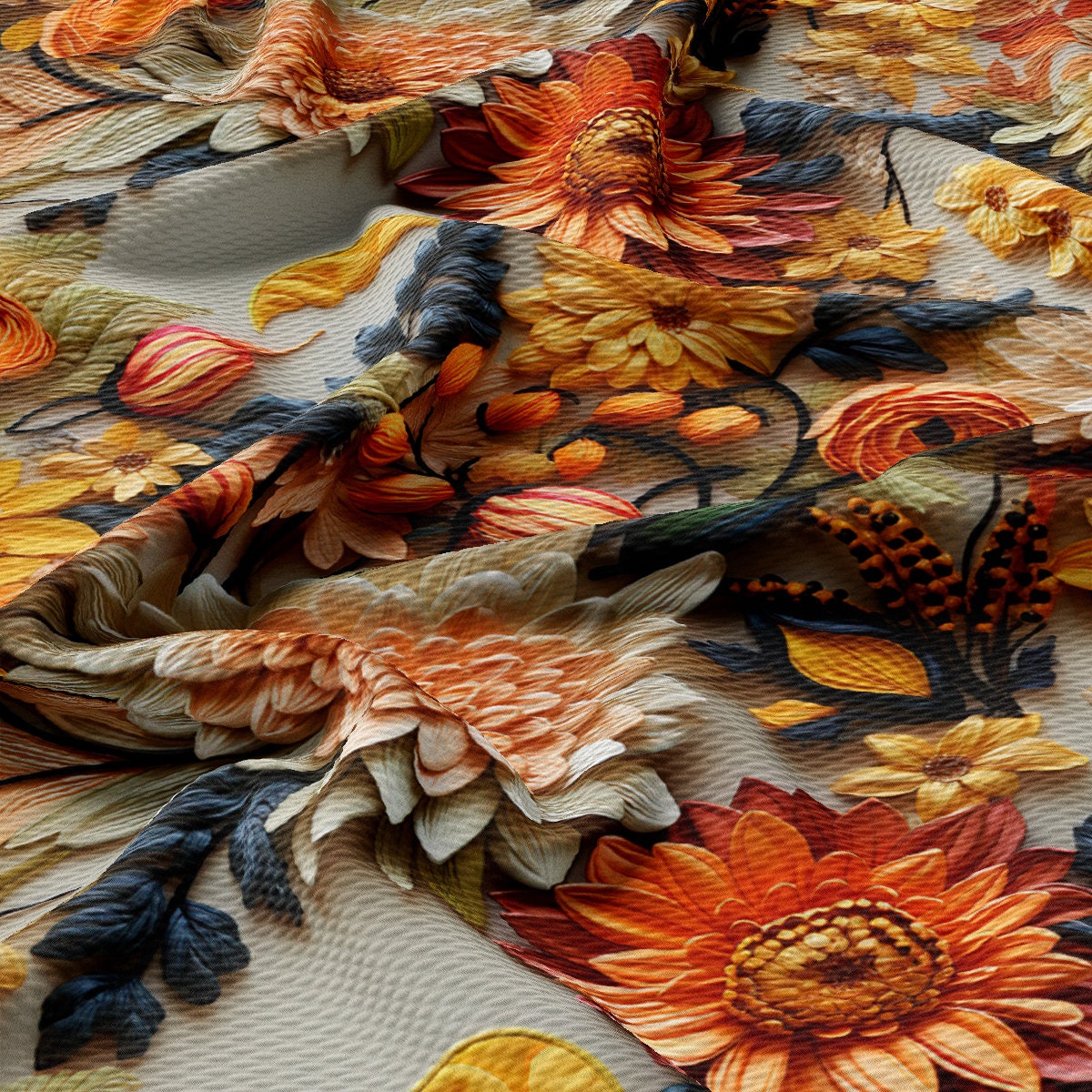 Bullet Textured Fabric AA1917 flowers Embroidery